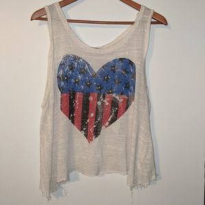 Charlotte Russe American Flag Heart Tank Top
